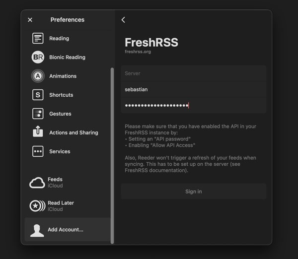 Bildschirmfoto 2026-02-18 um 21.26.26.png Anmelde-Screen für FreshRSS in der Desktop-App von Reeder.