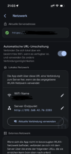 Screenshot der iPhone-App von Immich mit einigen der im Text besprochenen Einstellungen.